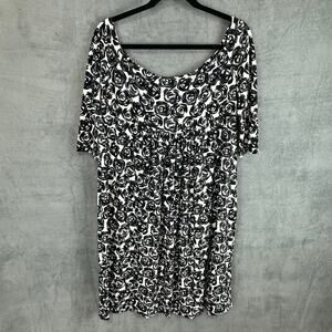 Norma Kamali Dress Womens Extra Large Black Floral Babydoll Flowy Stretch Loose